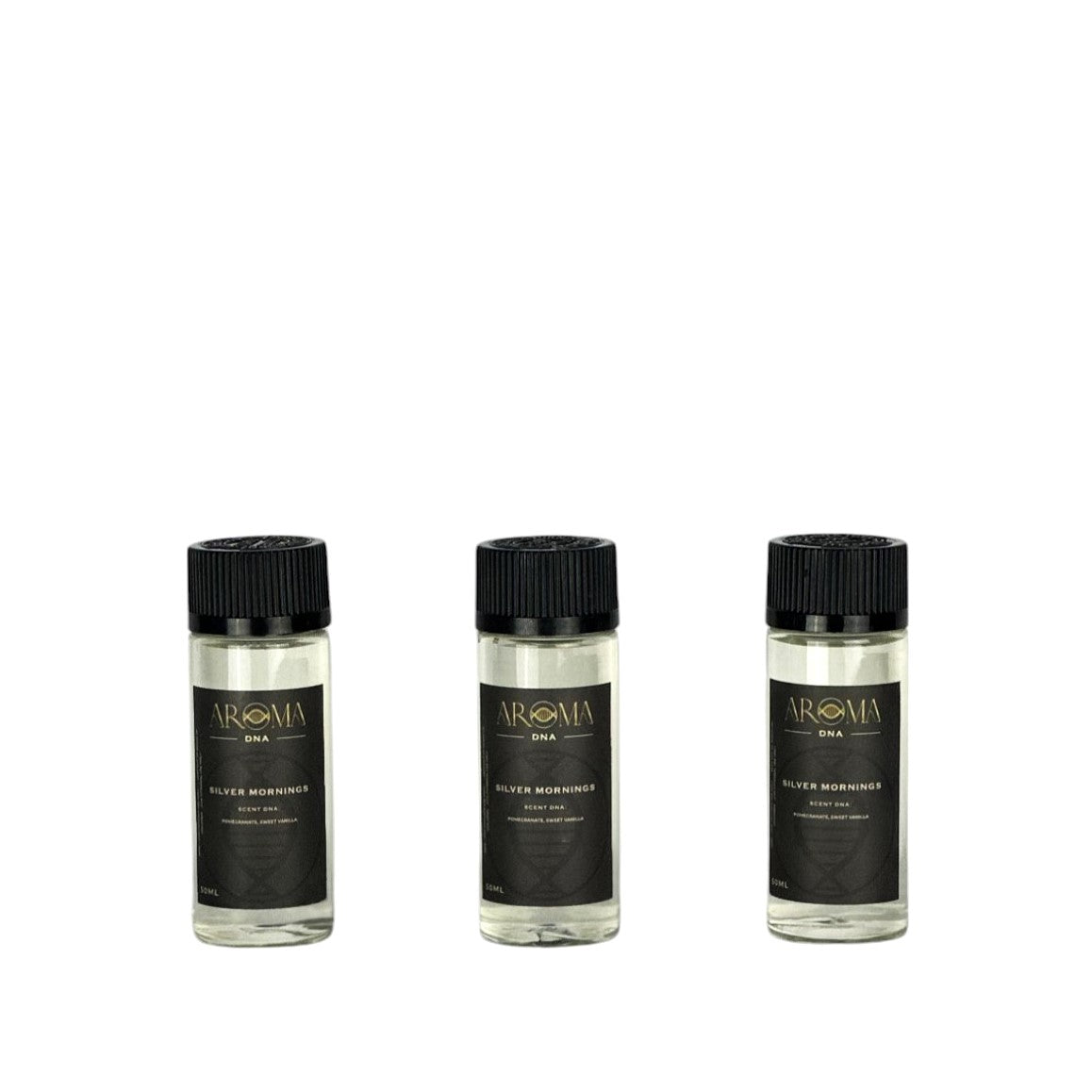 Silver Mornings 50ml essential oil bottle for diffuser with pomegranate and sweet vanilla scent